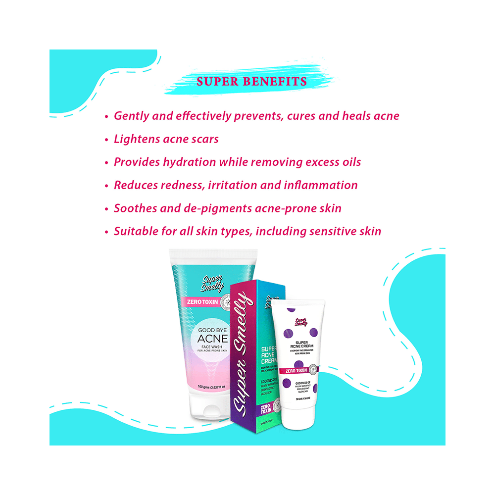 Super Smelly Good Bye Acne Face Wash (100gm) and Super Acne Cream (50gm) - Image 4