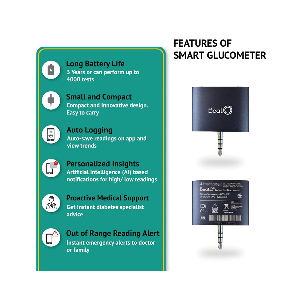 BeatO Mobile Connected Glucometer Kit with 50 Strips & 50 Lancets - Image 5
