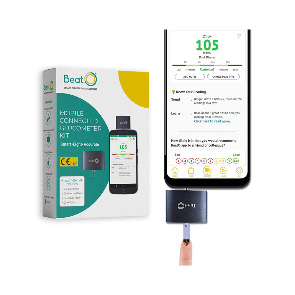 BeatO Mobile Connected Glucometer Kit with 50 Strips & 50 Lancets - Image 2