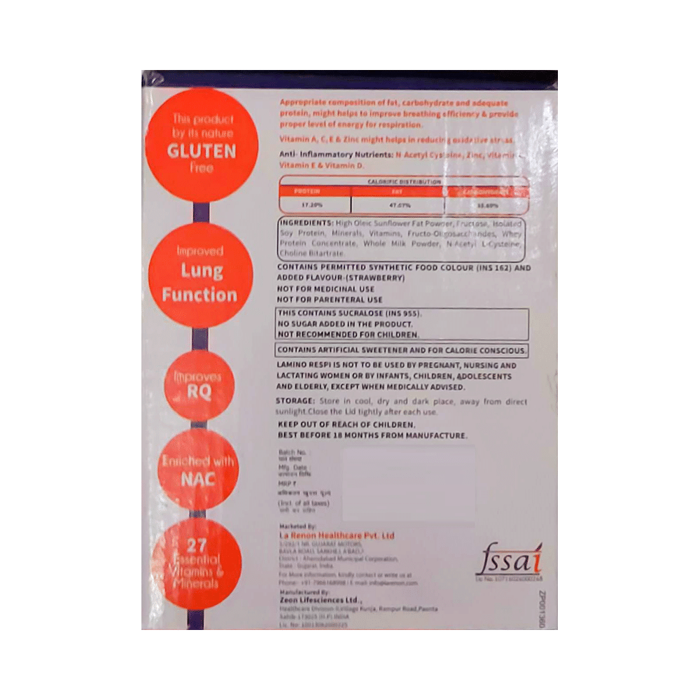 Lamino Respi Powder | Food Supplement for Respiratory Care | Flavour Strawberry - Image 3
