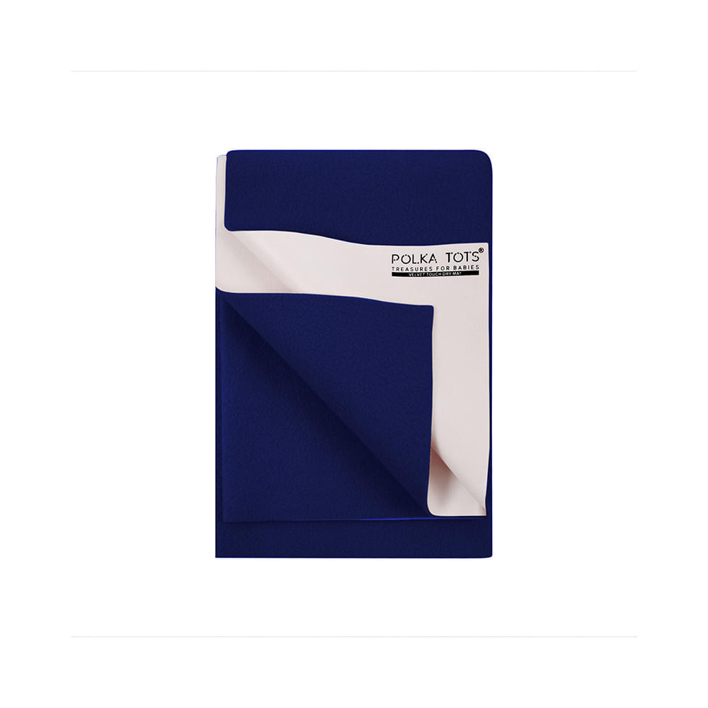 Polka Tots Waterproof & Reusable Dry Mat Bed Protector for New Born Baby Sheet XL Dark Blue - Image 2