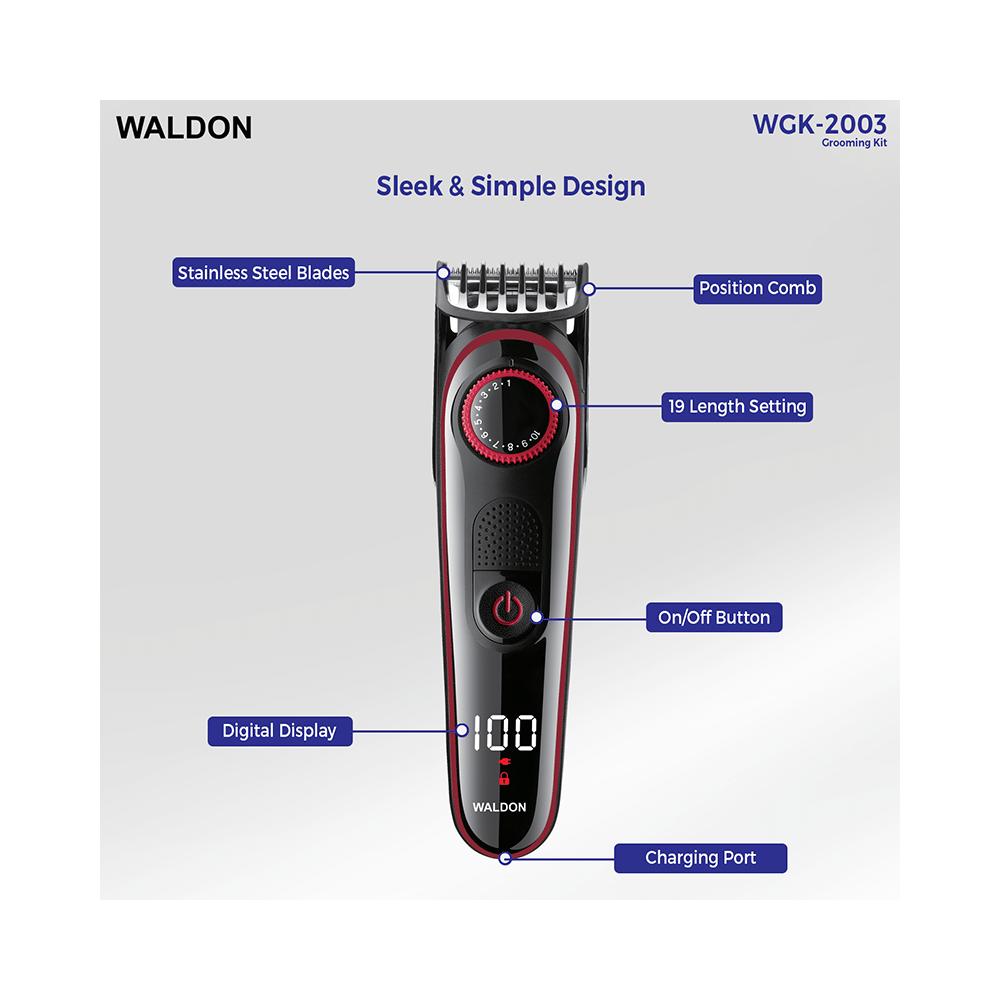 Waldon WGK-2003 5 in 1 Multi Grooming Kit Trimmer Black - Image 5
