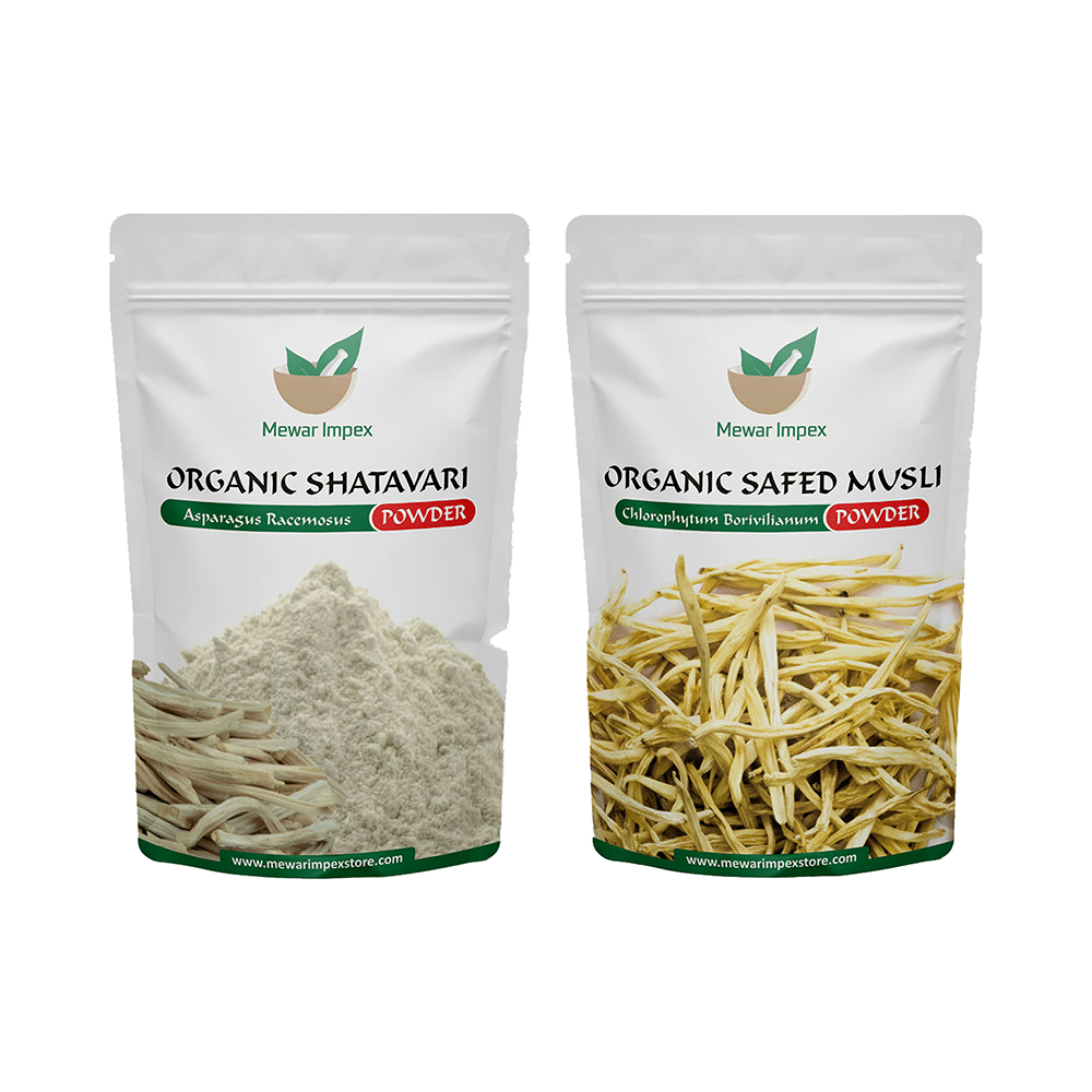 Mewar Impex Combo Pack of Organic Safed Musli Powder & Organic Shatavari Powder (100gm Each) - Image 1