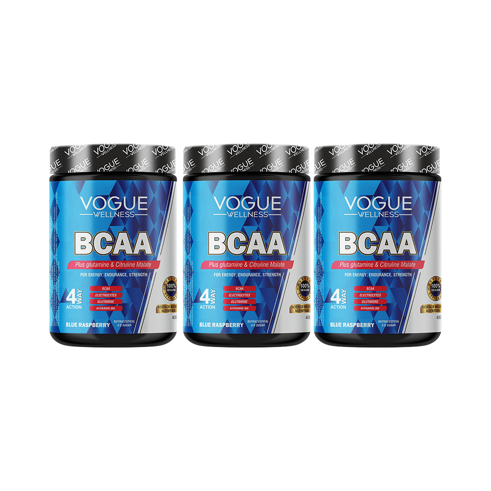 Vogue Wellness BCAA Powder (400gm Each) Blue Raspberry - Image 1