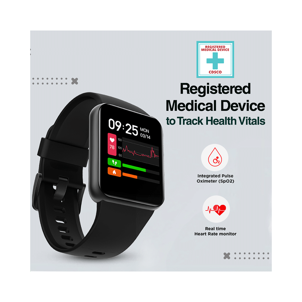 GOQii Smart Vital Lite with 3 Months Health & Personal Coaching Subscription HD Smart Watch Black - Image 2