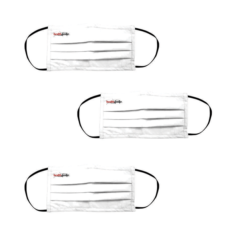 Healthgenie FM 201 Washable & Reusable Double Layered, Triple Pleated Cloth Face Mask Large White - Image 3