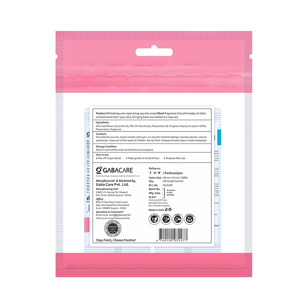 Freshca Floral Refreshing Wipes - Image 2