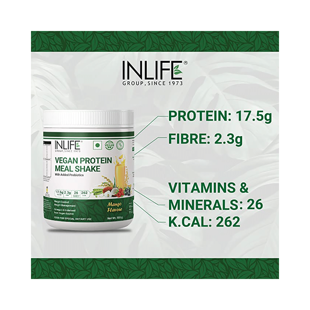 Inlife Vegan Protein Powder Meal Shake with Added Probiotics Mango - Image 4