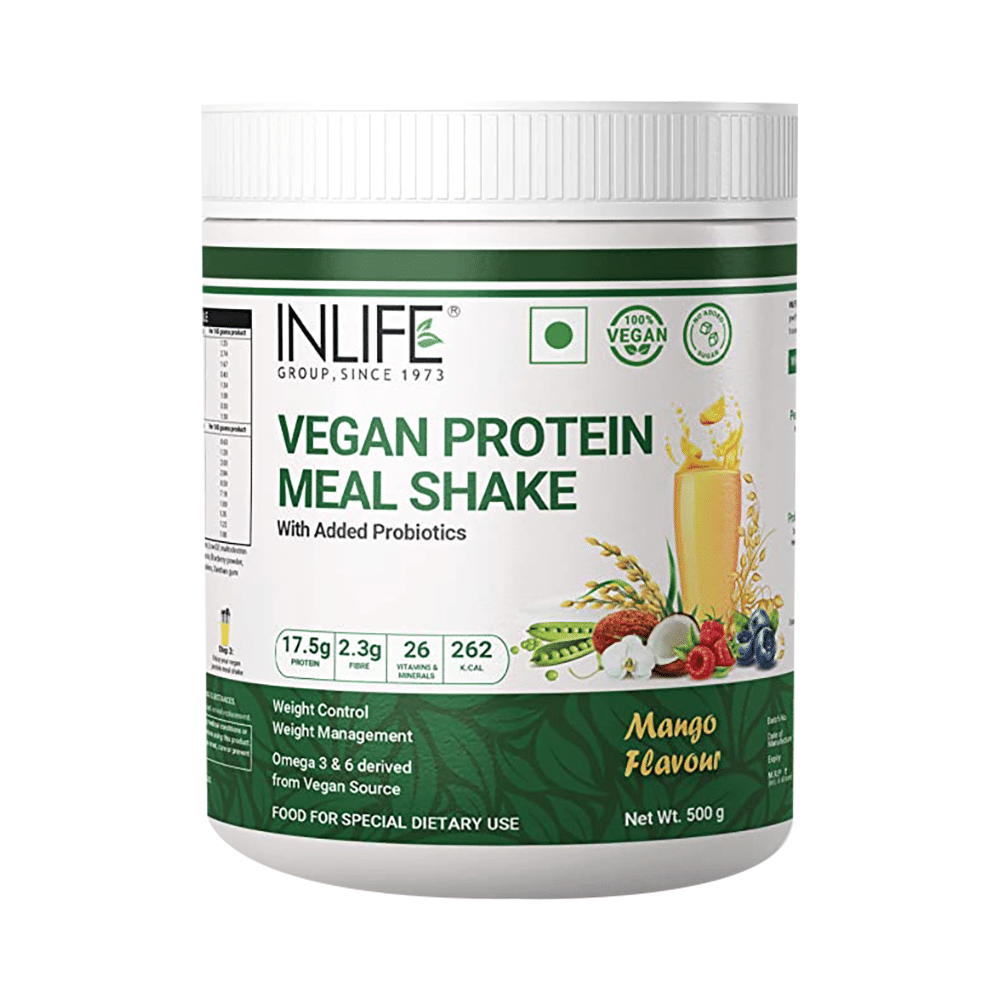 Inlife Vegan Protein Powder Meal Shake with Added Probiotics Mango - Image 1