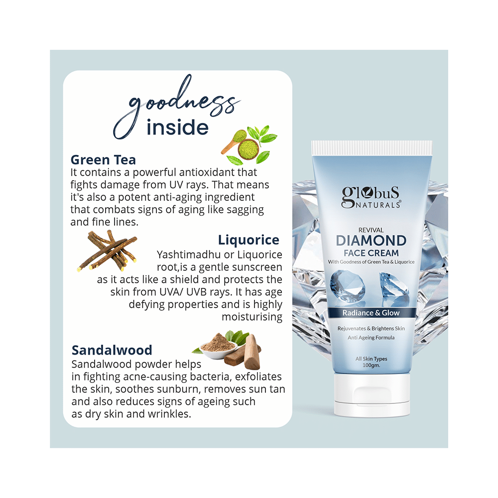 Globus Naturals Revival Diamond Face Cream (100gm Each) Radiance & Glow - Image 5