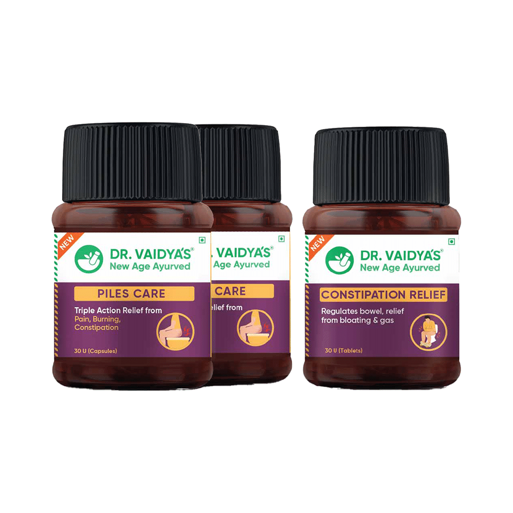 Dr. Vaidya's Combo Pack of Piles Care Capsule and Constipation Relief Tablet (30 Each)