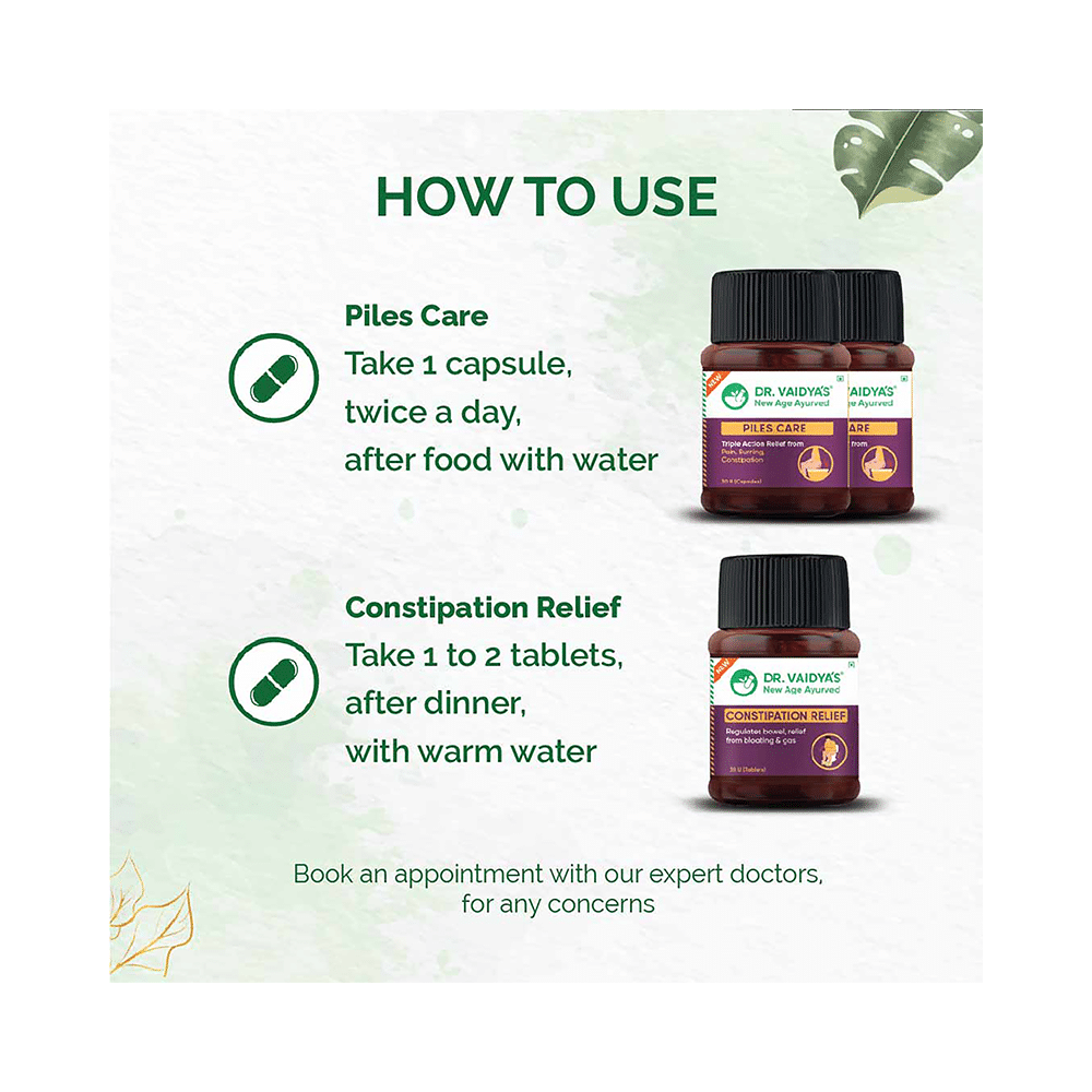 Dr. Vaidya's Combo Pack of Piles Care Capsule and Constipation Relief Tablet (30 Each) - Image 4