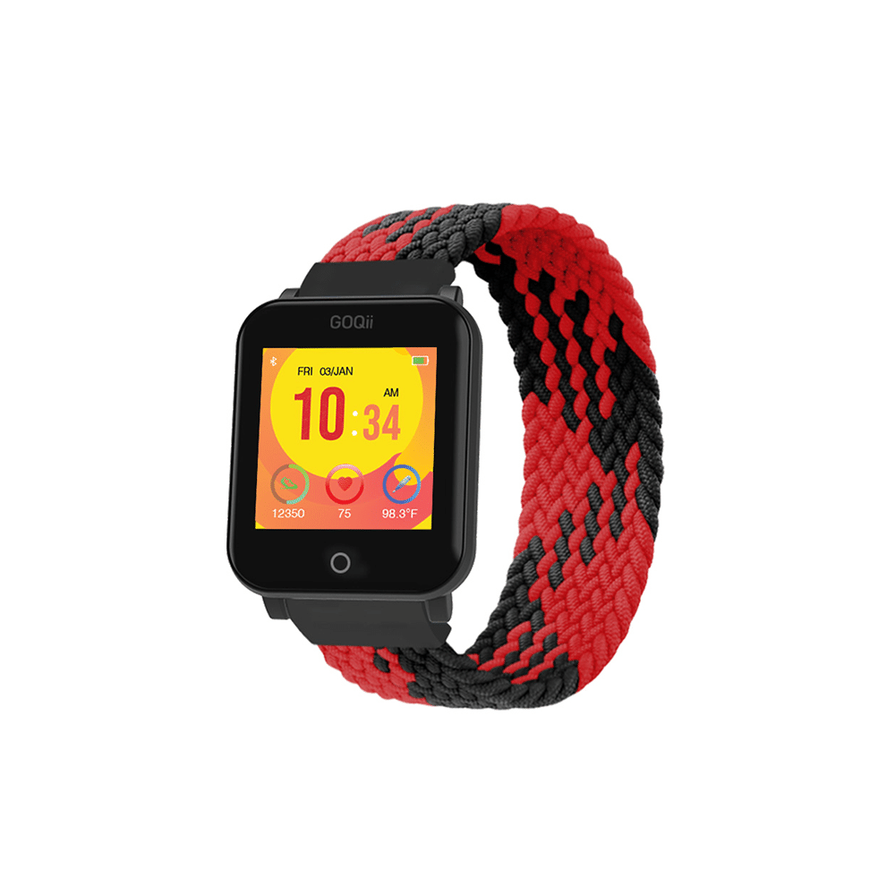 GOQii Vital Junior Fitness with 3 Months Health & Personal Coaching Smart Watch Red and Black