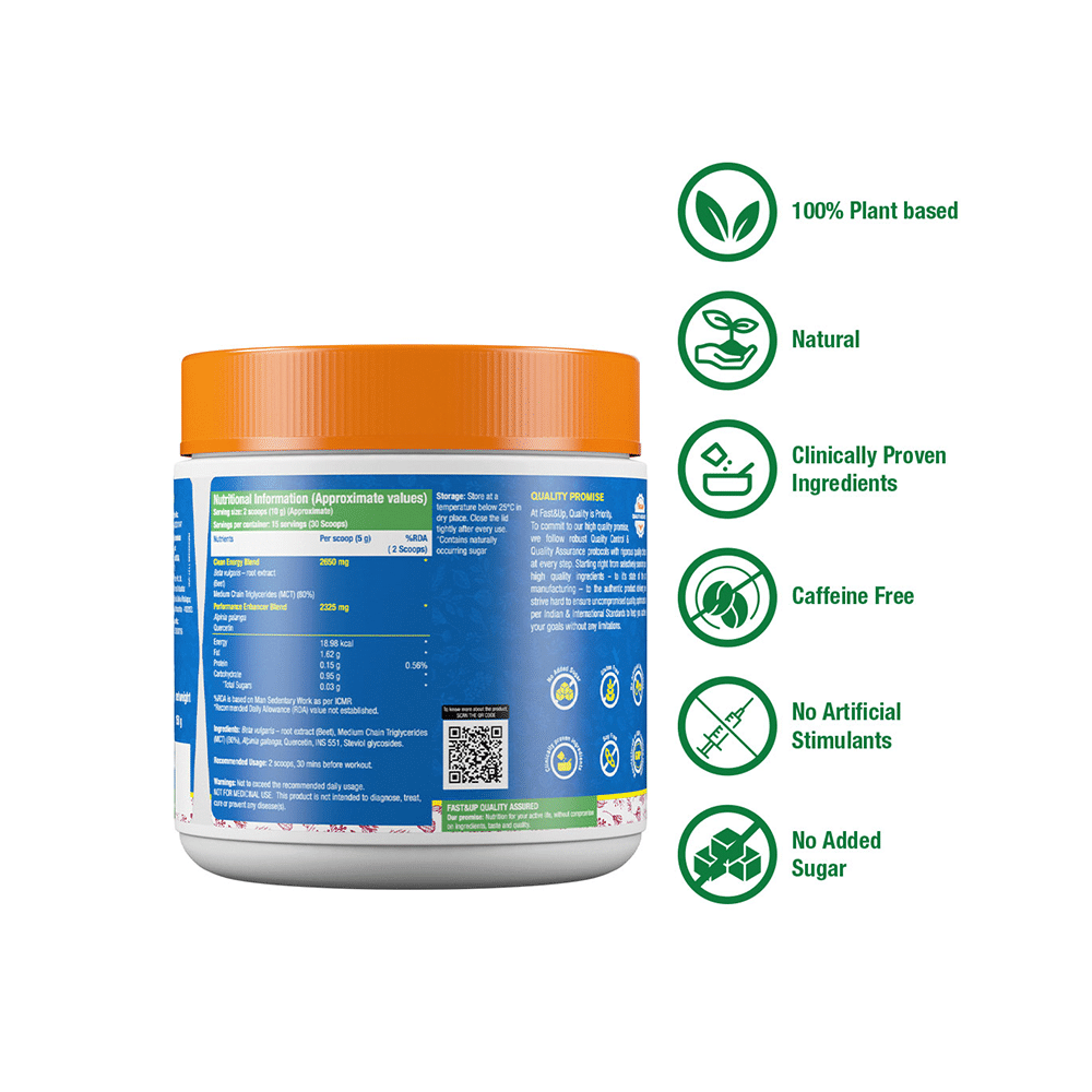 Fast&Up Plant Based Pre Workout with Beetroot Nitrates + MCT, Caffeine Free, Stimulant Free - Image 3