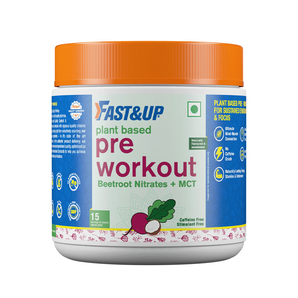 Fast&Up Plant Based Pre Workout with Beetroot Nitrates + MCT, Caffeine Free, Stimulant Free - Image 1