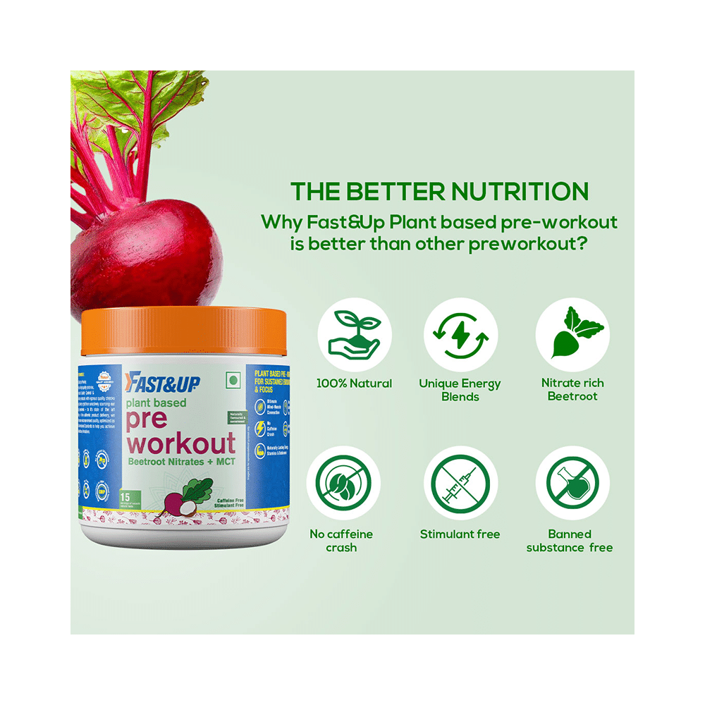 Fast&Up Plant Based Pre Workout with Beetroot Nitrates + MCT, Caffeine Free, Stimulant Free - Image 7