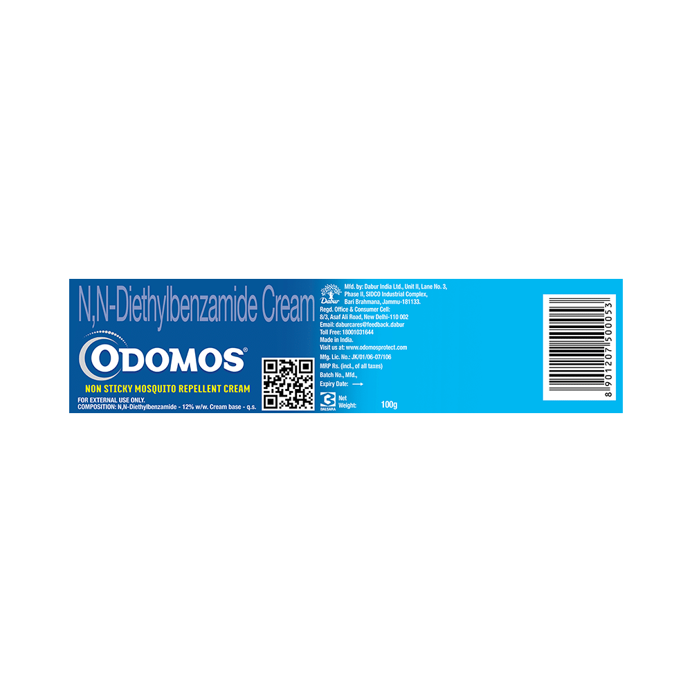 Odomos Non-Sticky Mosquito Repellent Cream with Vitamin E & Almond Oil - Image 2