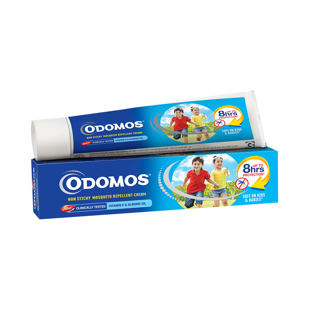 Odomos Non-Sticky Mosquito Repellent Cream with Vitamin E & Almond Oil