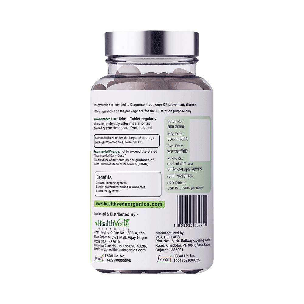 Health Veda Organics Whole Food Multivitamin Tablet - Image 3