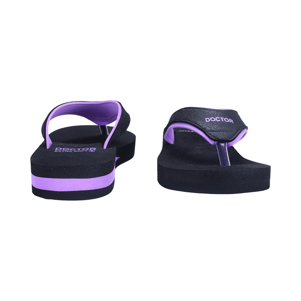 Doctor Extra Soft Orthopaedic Diabetic Pregnancy Comfort Flat Flipflops Slippers For Women 4UK BK Purple - Image 9