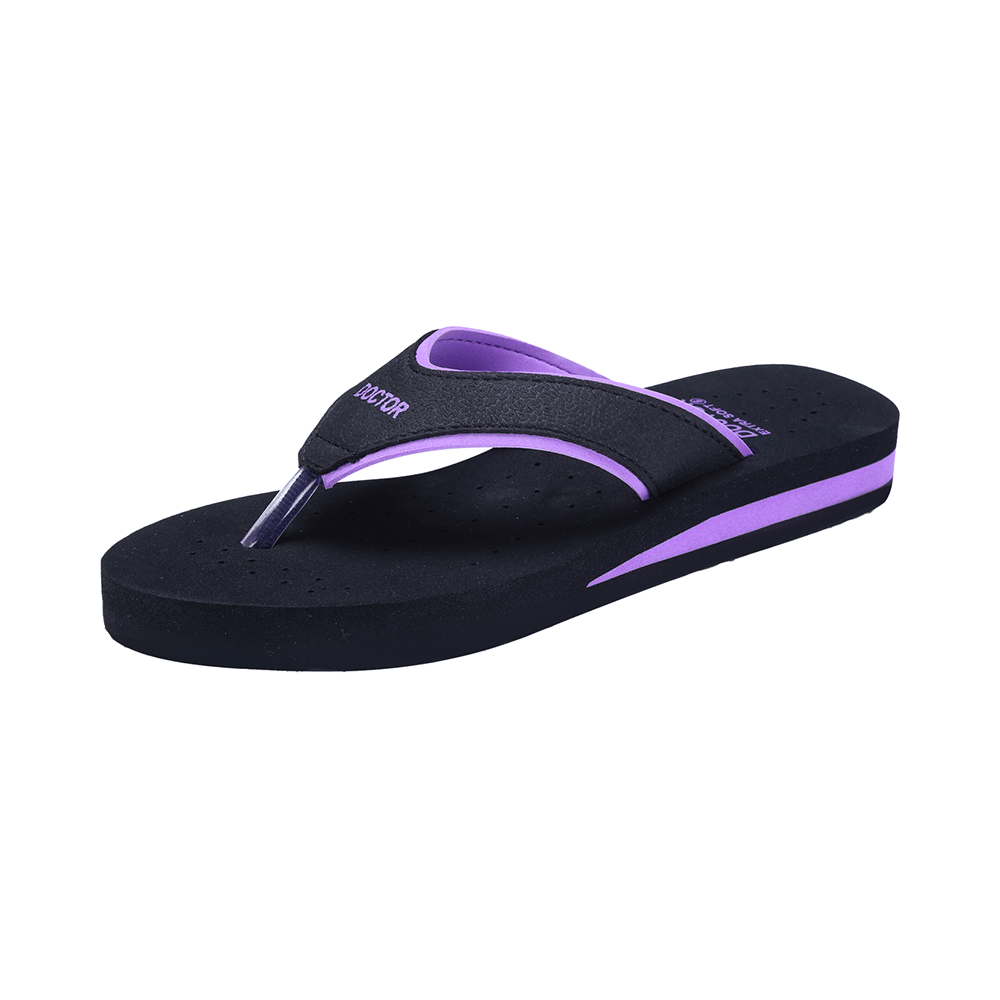 Doctor Extra Soft Orthopaedic Diabetic Pregnancy Comfort Flat Flipflops Slippers For Women 4UK BK Purple - Image 10