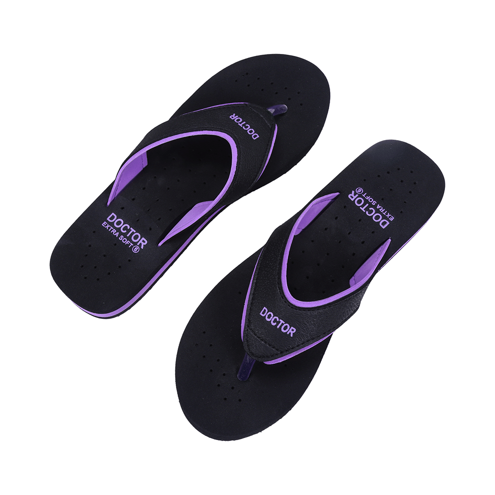 Doctor Extra Soft Orthopaedic Diabetic Pregnancy Comfort Flat Flipflops Slippers For Women 4UK BK Purple - Image 7