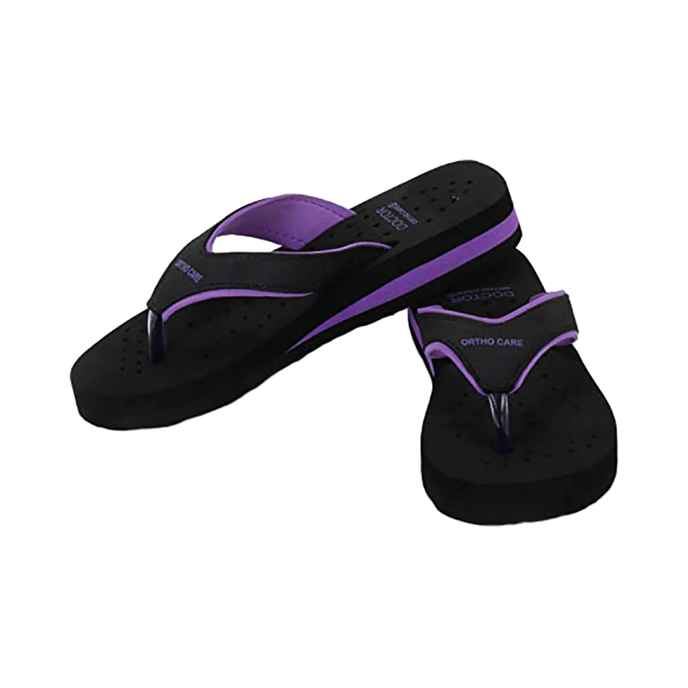 Doctor Extra Soft Orthopaedic Diabetic Pregnancy Comfort Flat Flipflops Slippers For Women 4UK BK Purple - Image 5