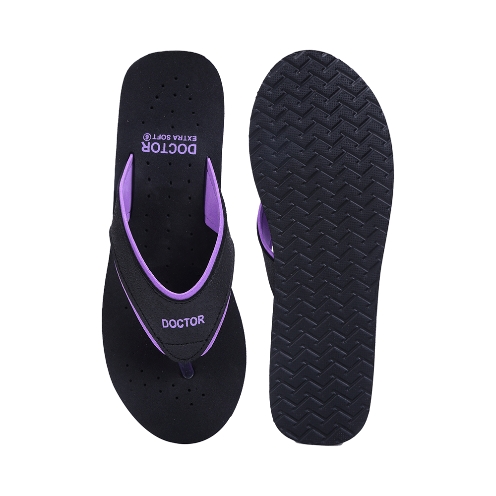Doctor Extra Soft Orthopaedic Diabetic Pregnancy Comfort Flat Flipflops Slippers For Women 4UK BK Purple - Image 6