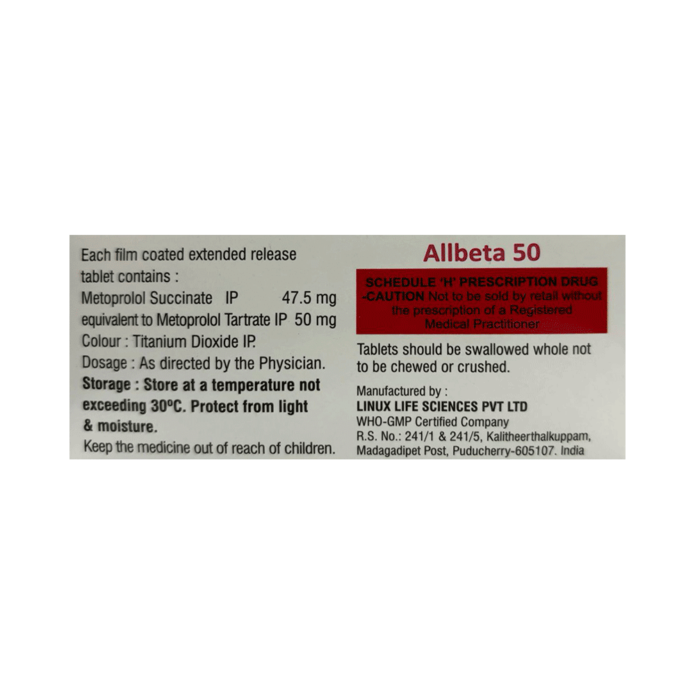 Allbeta 50 Tablet ER - Image 2