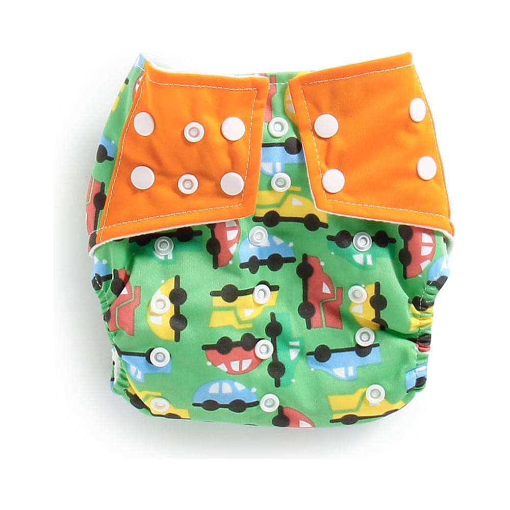 Polka Tots Green Reusable & Washable White Cloth Diaper with 1 Diaper Liner and Size Adjustable Snap Buttons - Image 2