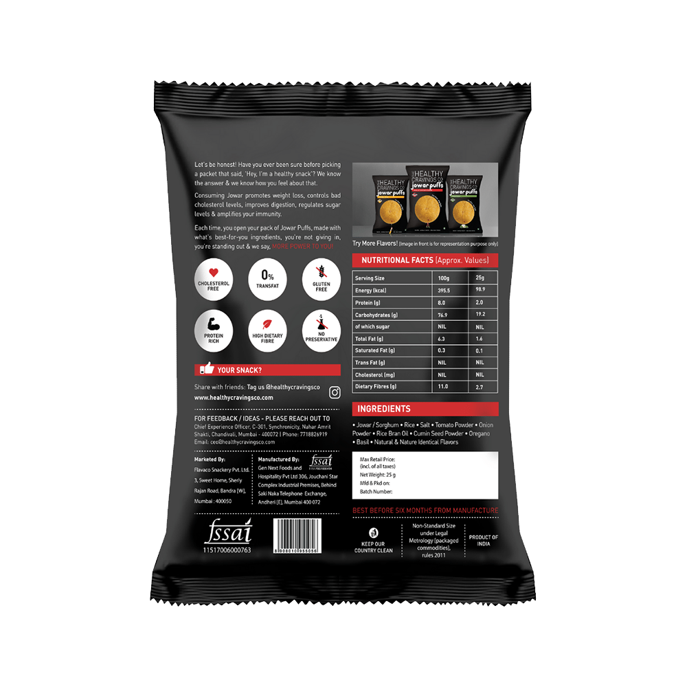 The Healthy Cravings Co Roasted Jowar Puffs (25gm Each) Indian Spices - Image 2