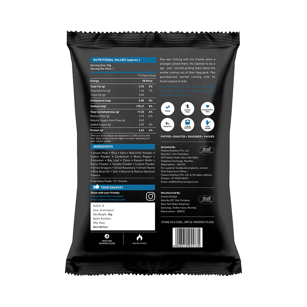 The Healthy Cravings Co Slow Roasted Pea Pops (25gm Each) Char-Grilled Spices - Image 2