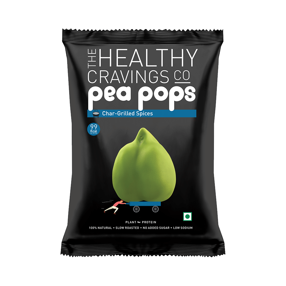 The Healthy Cravings Co Slow Roasted Pea Pops (25gm Each) Char-Grilled Spices - Image 1