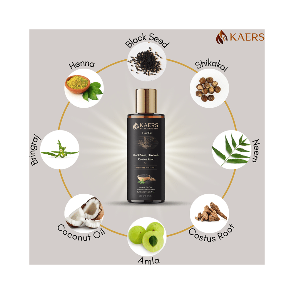 Kaers By Healthcrew Black Seed, Henna & Costus Root Hair Oil (200ml Each) - Image 6