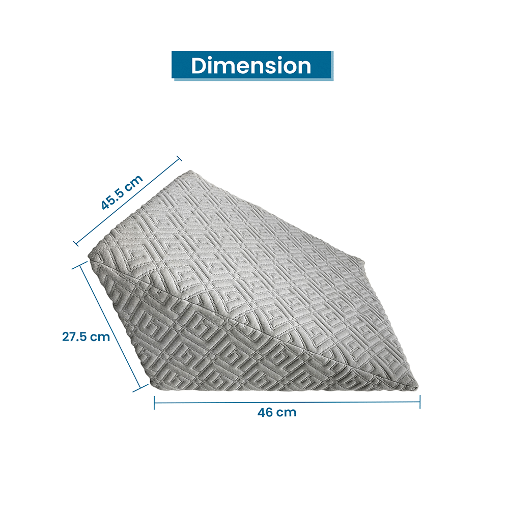 Sleepsia Bed Wedge Memory Foam Pillow Cushion with Removable Cover  Grey - Image 2