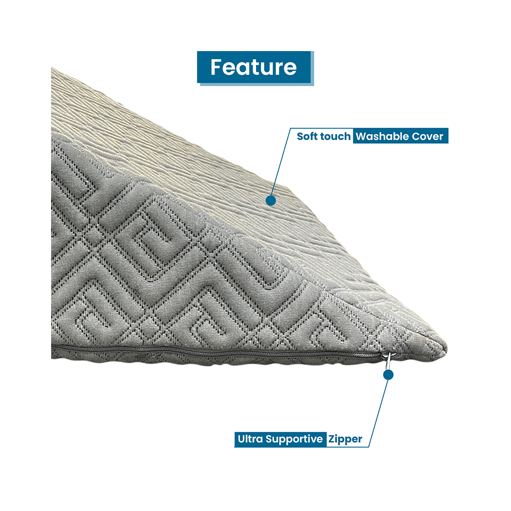 Sleepsia Bed Wedge Memory Foam Pillow Cushion with Removable Cover  Grey - Image 5