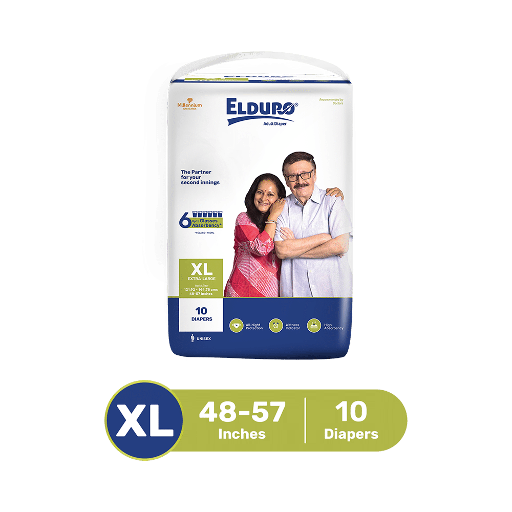 Elduro Unisex Adult Diaper, Wetness Indicator, All Night Protection, High Absorbency (10 Each) XL - Image 4