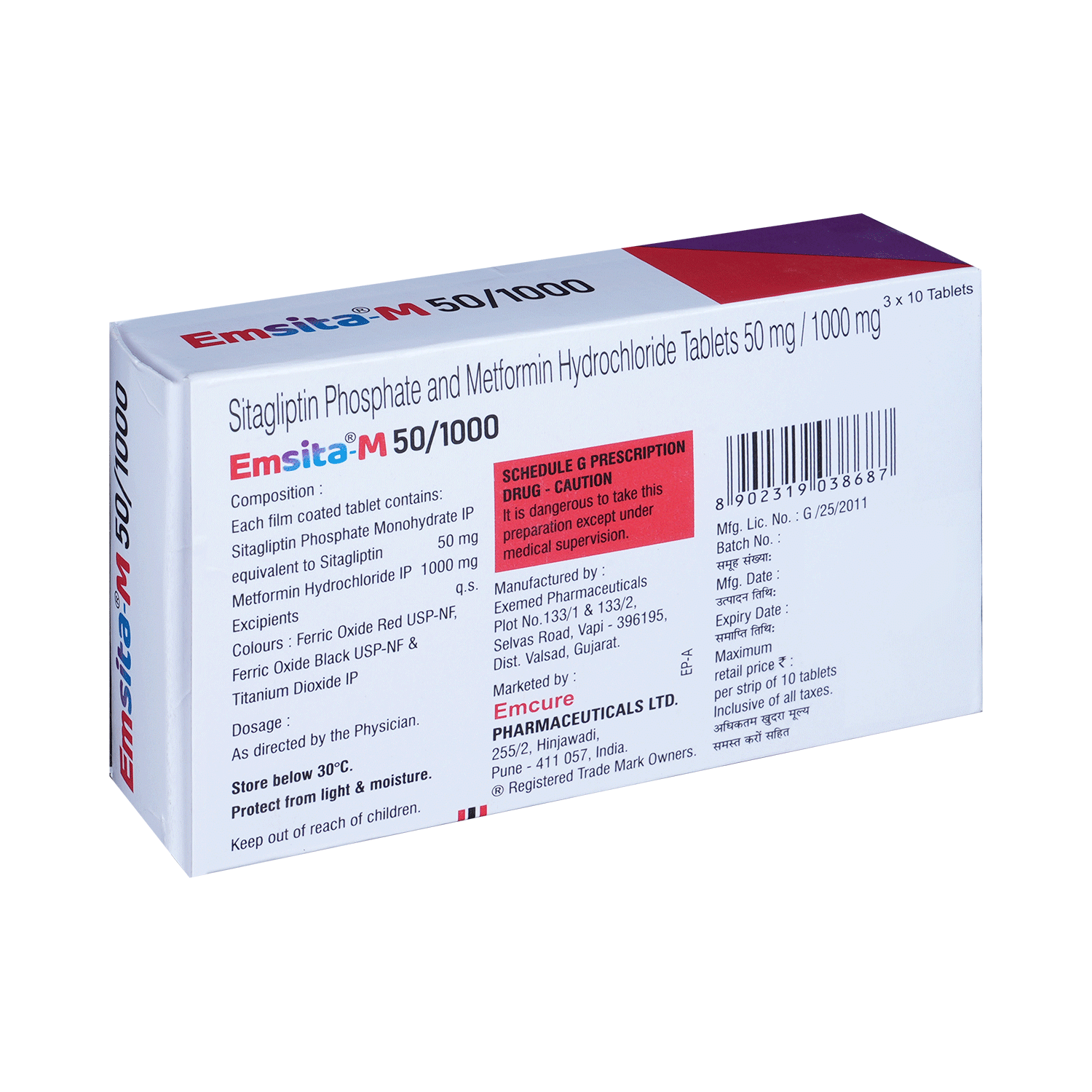 Emsita M 50mg/1000mg Tablet - Image 3