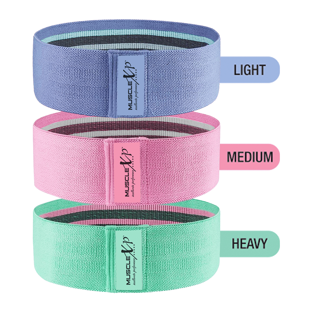 MuscleXP Dr Fitness+ Hip Loop Fabric Resistance Band Light, Medium & Heavy - Image 8