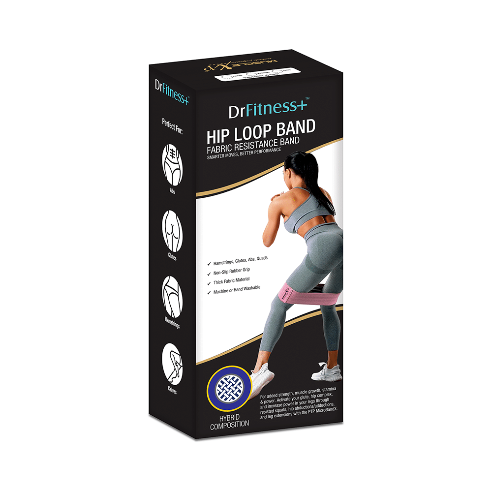 MuscleXP Dr Fitness+ Hip Loop Fabric Resistance Band Light, Medium & Heavy - Image 7