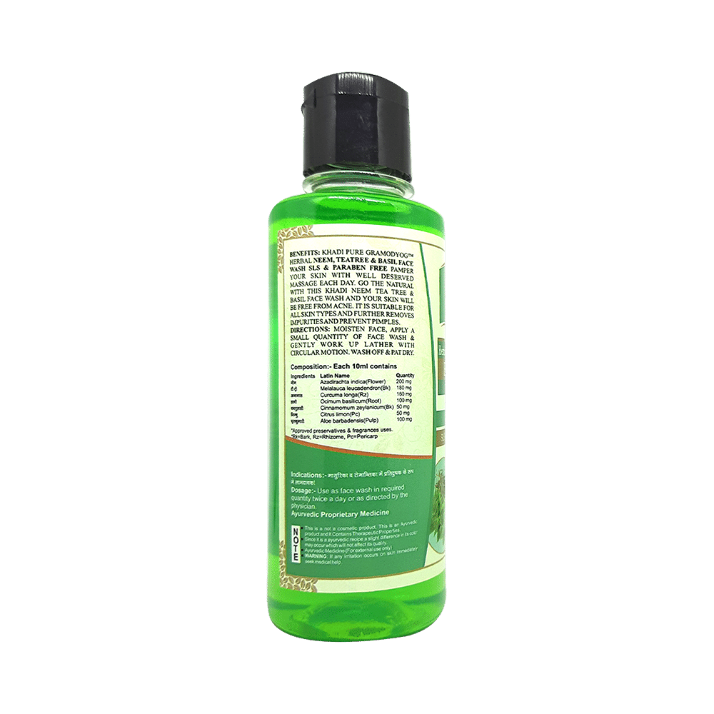 Khadi Pure Herbal Neem, Teatree & Basil Face Wash (210ml Each) SLS & Paraben Free - Image 2