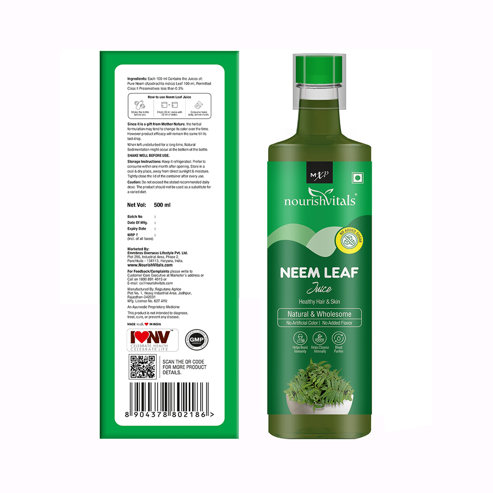 NourishVitals Combo Pack of Neem Leaf and Giloy, Neem & Tulsi Juice (500ml Each) - Image 7