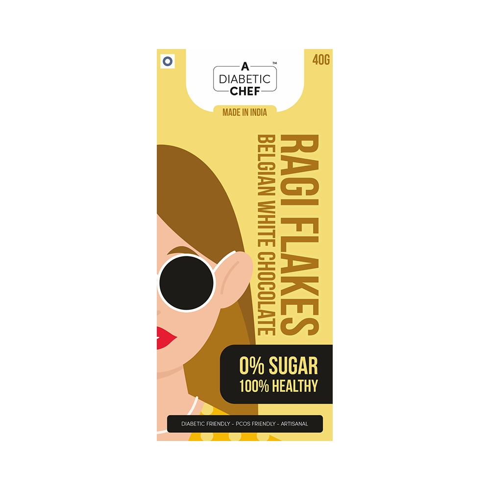 A Diabetic Chef Ragi Flakes Belgian White Chocolate (40gm Each) - Image 1