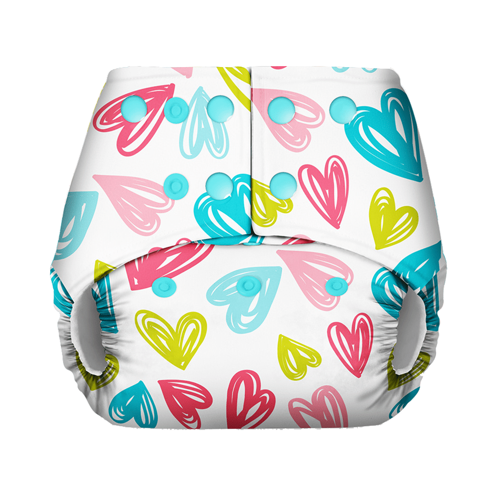 Basic Pocket Diaper with Dry Feel Pad Free Size Hearts - Image 2