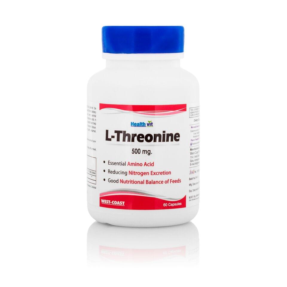 HealthVit L-Threonine 500mg Essential Amino Acid Capsule - Image 1