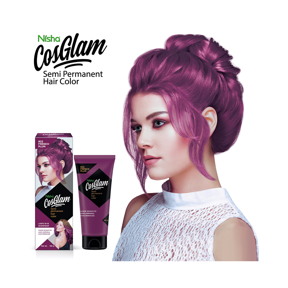 Nisha Cosglam Semi Permanent Hair Color French Plum - Image 4