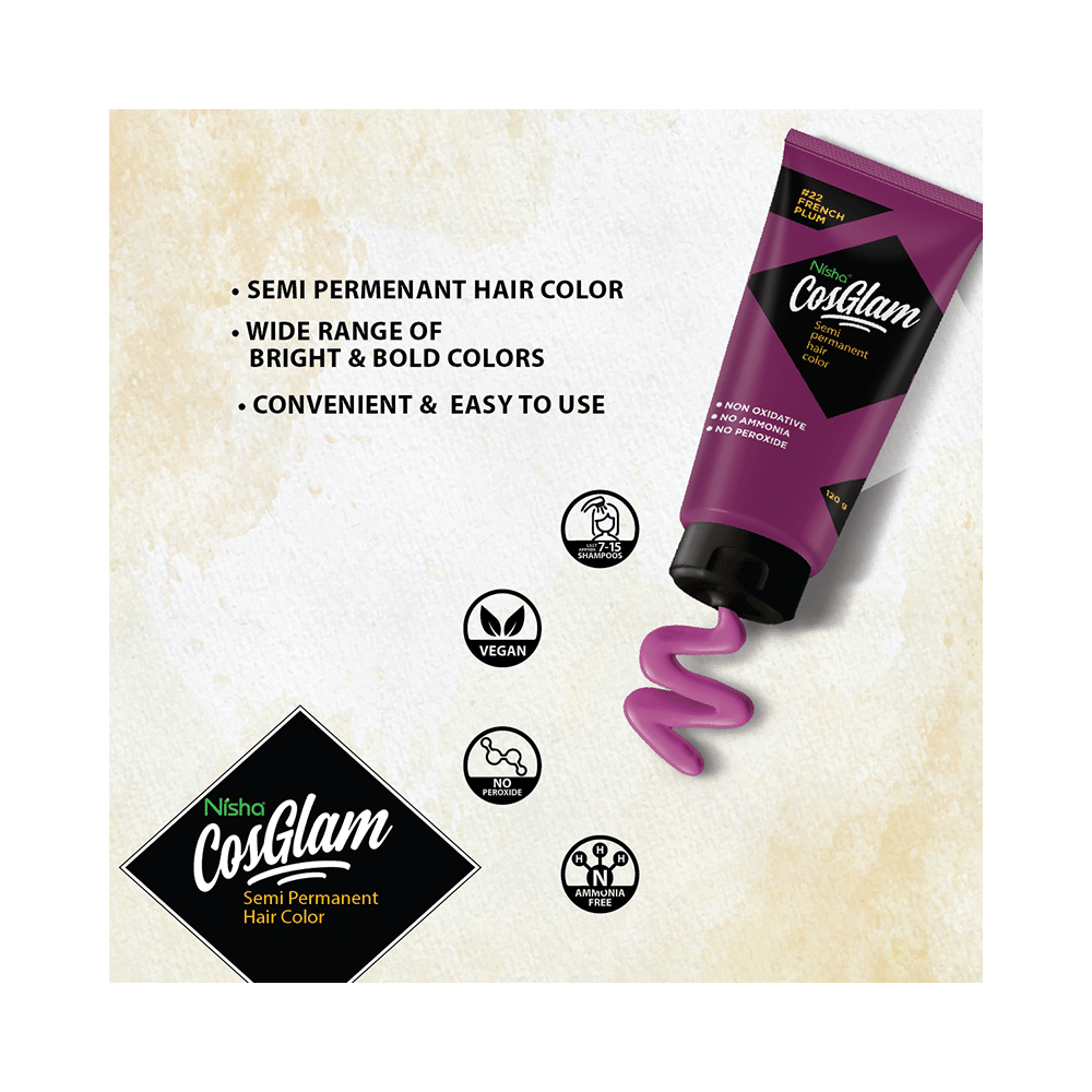 Nisha Cosglam Semi Permanent Hair Color French Plum - Image 7
