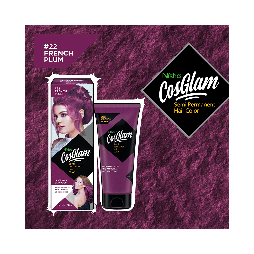 Nisha Cosglam Semi Permanent Hair Color French Plum - Image 10