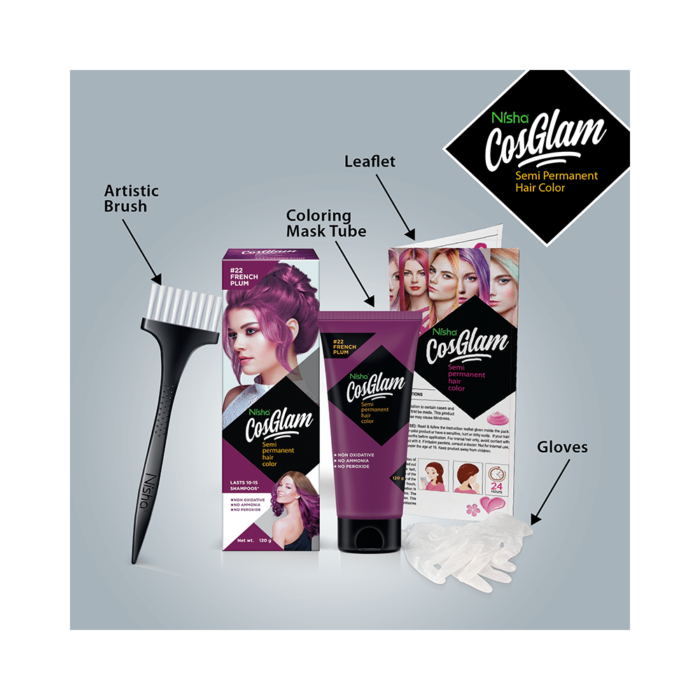 Nisha Cosglam Semi Permanent Hair Color French Plum - Image 8