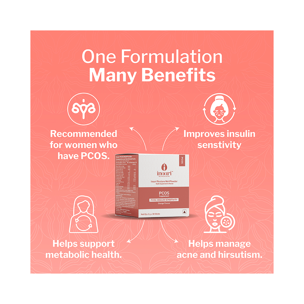 Inaari Restore Powder for PCOS Management Sachet (2gm Each) Orange - Image 3